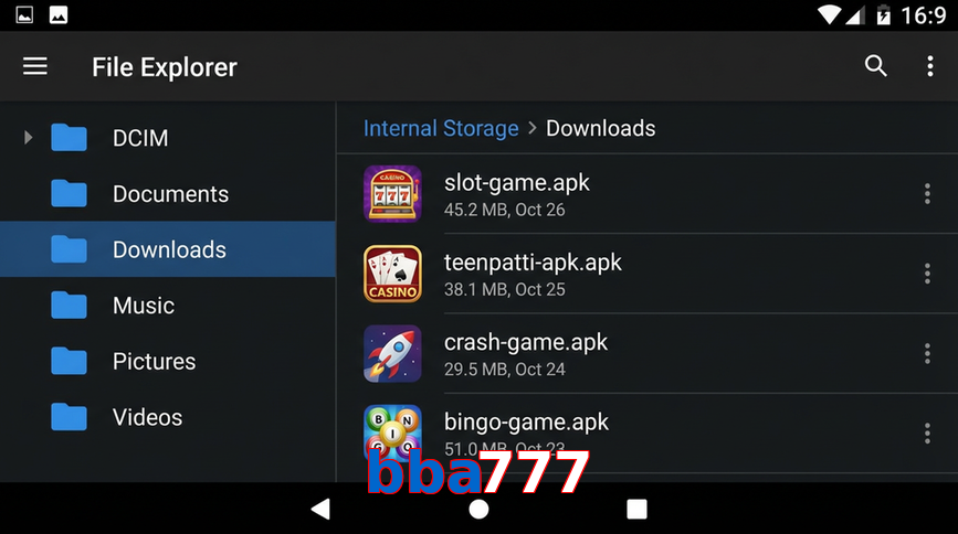 Main screen of Bba777 gameapk page for PK players